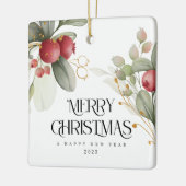 Kerstlegante Waterverf Berry Classic Round S Keramisch Ornament (Links)