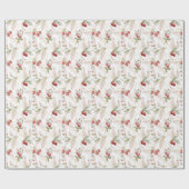 Kerstlegante Waterverf Berry Wrapping Paper Cadeaupapier (Vlak)