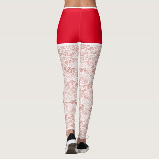kerstLeggings Faux Floral White Lace Fishnet Leggings (Achterkant)