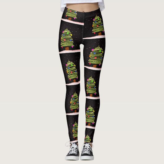 kerstLeggings met kerstbomen Leggings (Voorkant)