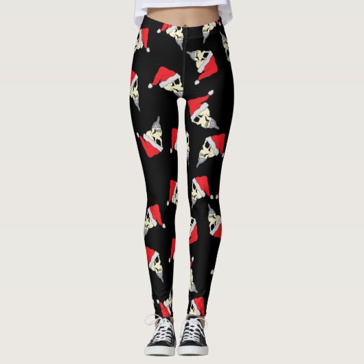 kerstLeggings met schedels in kerstmantels  Leggings (Voorkant)