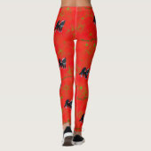 KerstLeggings Zwart-wit Kat op rood Leggings (Achterkant)