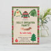 Kerstlelijke sweater-uitnodiging kaart (Staand voorkant)