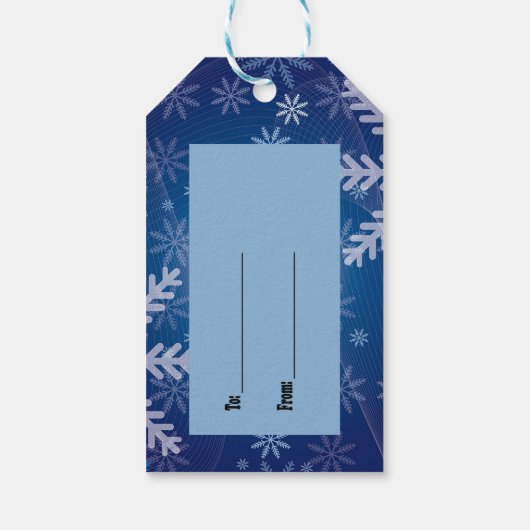 Kerstlelijke zweet rode blauwe sneeuwvlokken cadeaulabel (Achterkant)