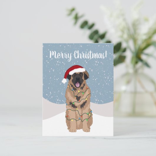 KerstLeonberger Briefkaart (Staand voorkant)