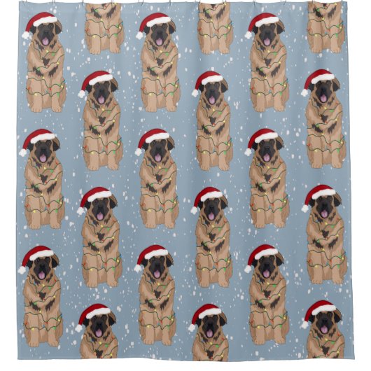 KerstLeonberger Douchegordijn (Voorkant)