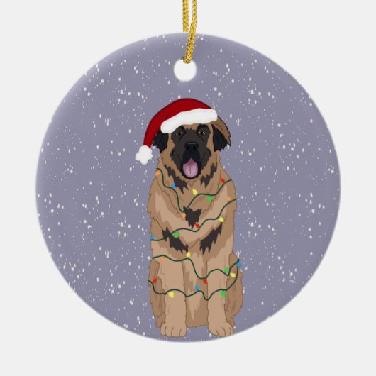 KerstLeonberger Keramisch Ornament (Voorkant)