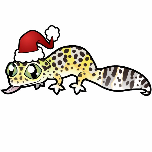Kerstleopard Gecko Fotobeeldje Ornament (Voorkant)