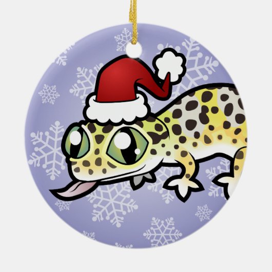 Kerstleopard Gecko Keramisch Ornament (Achterkant)