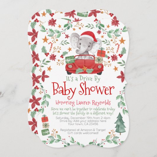 Kerstlephant-station op uitnodiging van het Baby s (Voorkant / Achterkant)