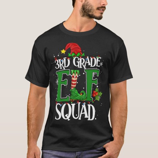 Kerstleraar 3e klas Elf Squad valamlichten T-shirt (Voorkant)