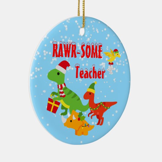 kerstleraar appreciatie Kinderen Dinosaur Keramisch Ornament (Rechts)