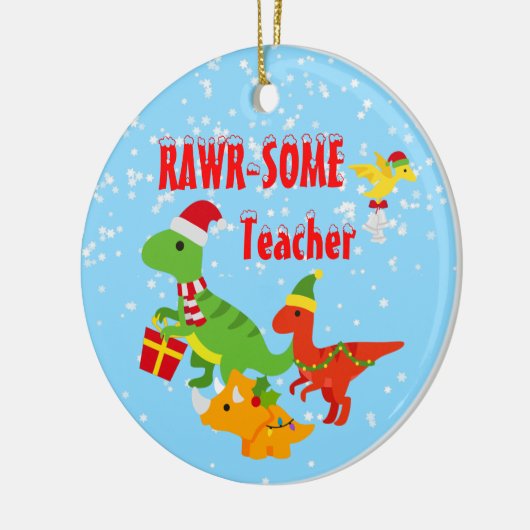 kerstleraar appreciatie Kinderen Dinosaur Keramisch Ornament (Links)