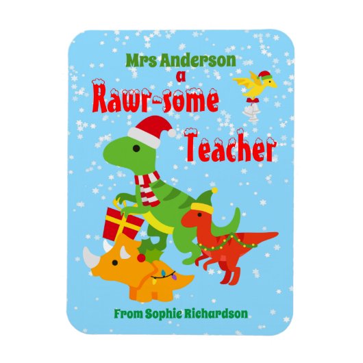kerstleraar appreciatie Kinderen Dinosaur Magneet (Verticaal)