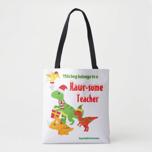kerstleraar appreciatie Kinderen Dinosaur Tote Bag (Voorkant)