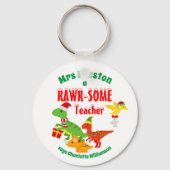 kerstleraar appreciatie Kinderen Dinosaur White Sleutelhanger (Voorkant)