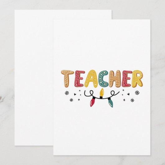 Kerstleraar Bedankkaart (Voorkant / Achterkant)