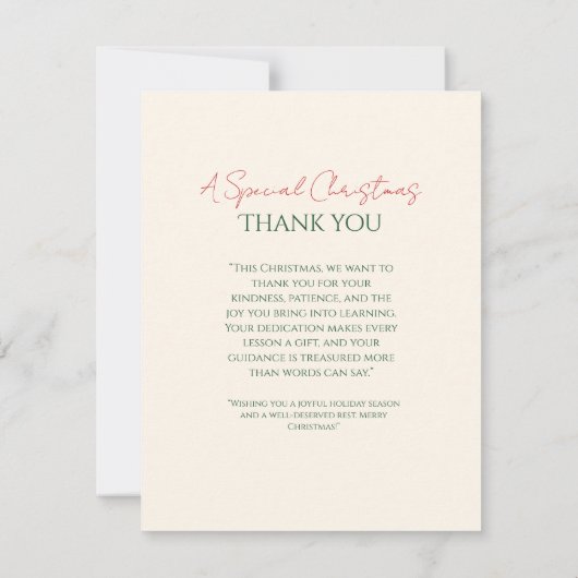 Kerstleraar bedankkaart - Holiday Magic (Achterkant)