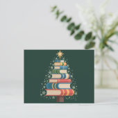 Kerstleraar Boeken Boom Kerstmis Leesvakantie Feestdagenkaart (Staand voorkant)