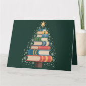 Kerstleraar Boeken Boom Kerstmis Leesvakantie Kaart (Voorkant)