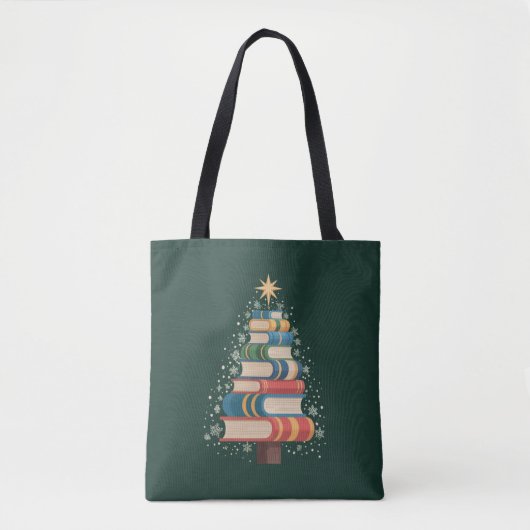 Kerstleraar Boeken Boom Kerstmis Leesvakantie Tote Bag (Voorkant)