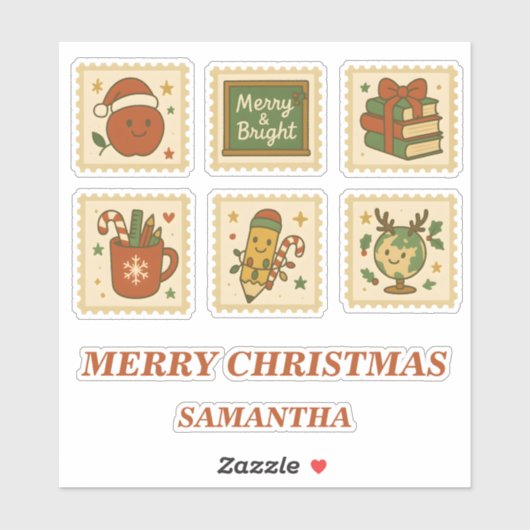 Kerstleraar Collage Stickers (Vel)