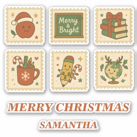 Kerstleraar Collage Stickers (Voorkant)