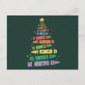 Kerstleraar Crayon Tree Schattigee kerstverlichtin Feestdagenkaart (Voorkant)