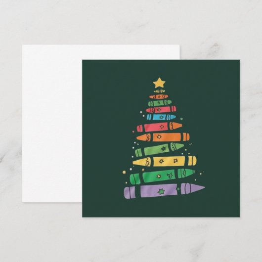 Kerstleraar Crayon Tree Schattigee kerstverlichtin Kaart (Voorkant / Achterkant)