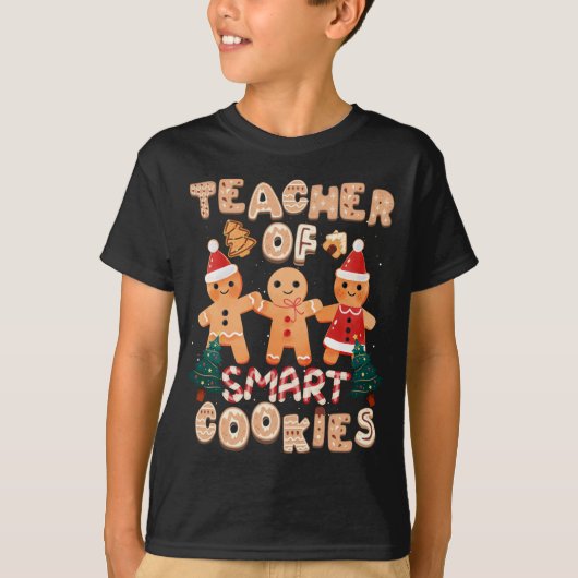 Kerstleraar Cute Gingerbrood Cookies Funny H T-shirt (Voorkant)
