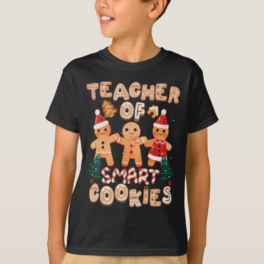 Kerstleraar Cute Gingerbrood Cookies Funny H T-shirt (Voorkant)
