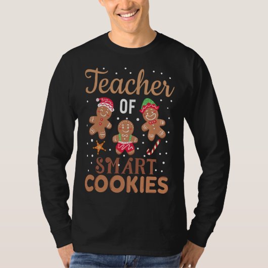 Kerstleraar Cute Gingerbrood Cookies T-shirt (Voorkant)
