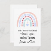 Kerstleraar Dank u gepersonaliseerde Hero Gift Bedankkaart (Voorkant / Achterkant)