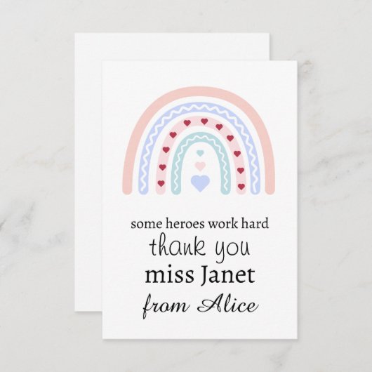 Kerstleraar Dank u gepersonaliseerde Hero Gift Bedankkaart (Voorkant / Achterkant)