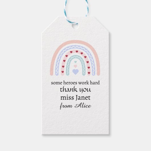 Kerstleraar Dank u gepersonaliseerde Hero Gift Cadeaulabel (Voorkant)