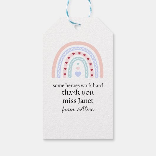 Kerstleraar Dank u gepersonaliseerde Hero Gift Cadeaulabel (Achterkant)