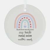 Kerstleraar Dank u gepersonaliseerde Hero Gift Glas Ornament (Achterkant)