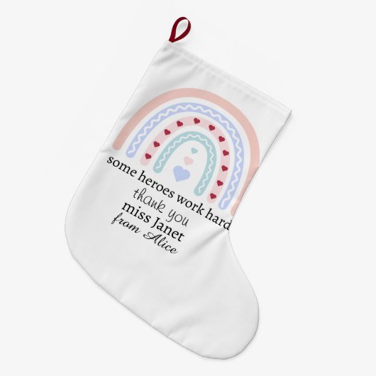 Kerstleraar Dank u gepersonaliseerde Hero Gift Grote Kerstsok (Voorkant (Hangend))