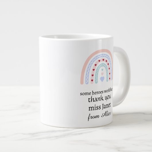 Kerstleraar Dank u gepersonaliseerde Hero Gift Grote Koffiekop (Voorkant rechts)