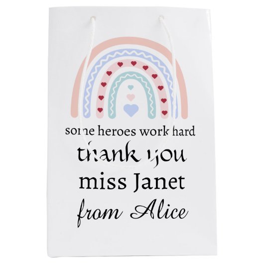 Kerstleraar Dank u gepersonaliseerde Hero Gift Medium Cadeauzakje (Voorkant)