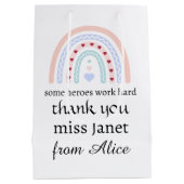 Kerstleraar Dank u gepersonaliseerde Hero Gift Medium Cadeauzakje (Achterkant)