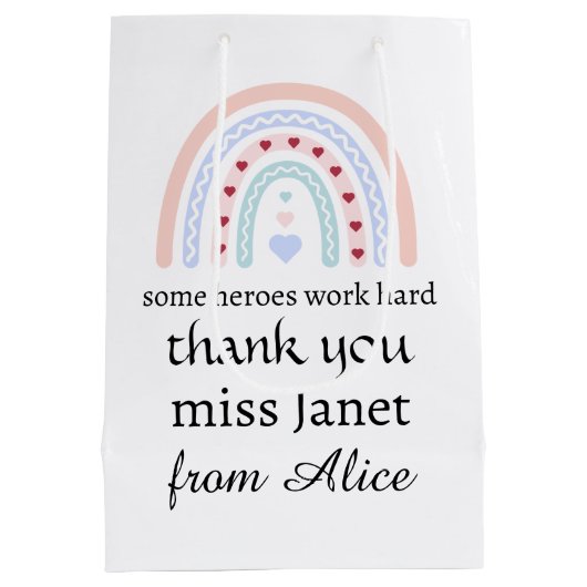 Kerstleraar Dank u gepersonaliseerde Hero Gift Medium Cadeauzakje (Achterkant)