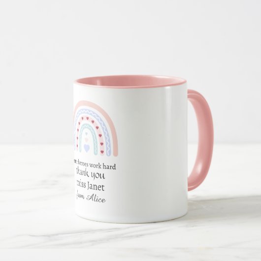 Kerstleraar Dank u gepersonaliseerde Hero Gift Mok (Voorkant rechts)