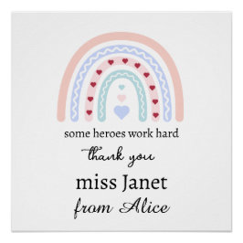 Kerstleraar Dank u gepersonaliseerde Hero Gift Perfect Poster