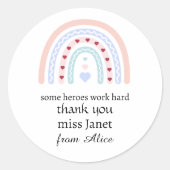 Kerstleraar Dank u gepersonaliseerde Hero Gift Ronde Sticker (Voorkant)