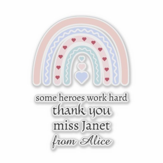 Kerstleraar Dank u gepersonaliseerde Hero Gift Sticker (Voorkant)