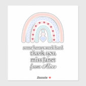 Kerstleraar Dank u gepersonaliseerde Hero Gift Sticker (Vel)