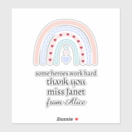 Kerstleraar Dank u gepersonaliseerde Hero Gift Sticker