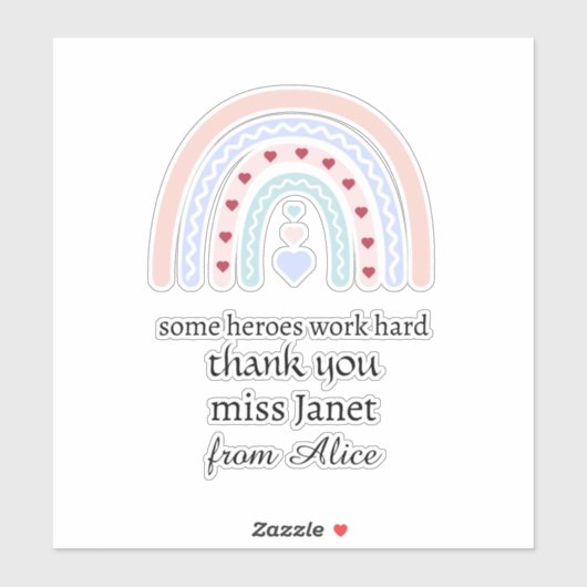 Kerstleraar Dank u gepersonaliseerde Hero Gift Sticker (Vel)