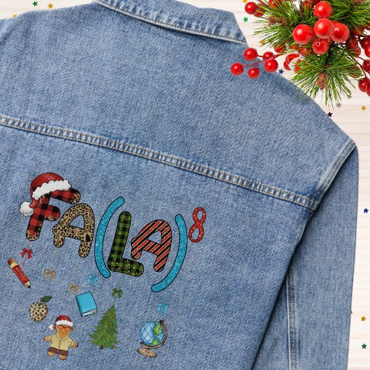 Kerstleraar Fa La La La School Education Fun Denim Jacket